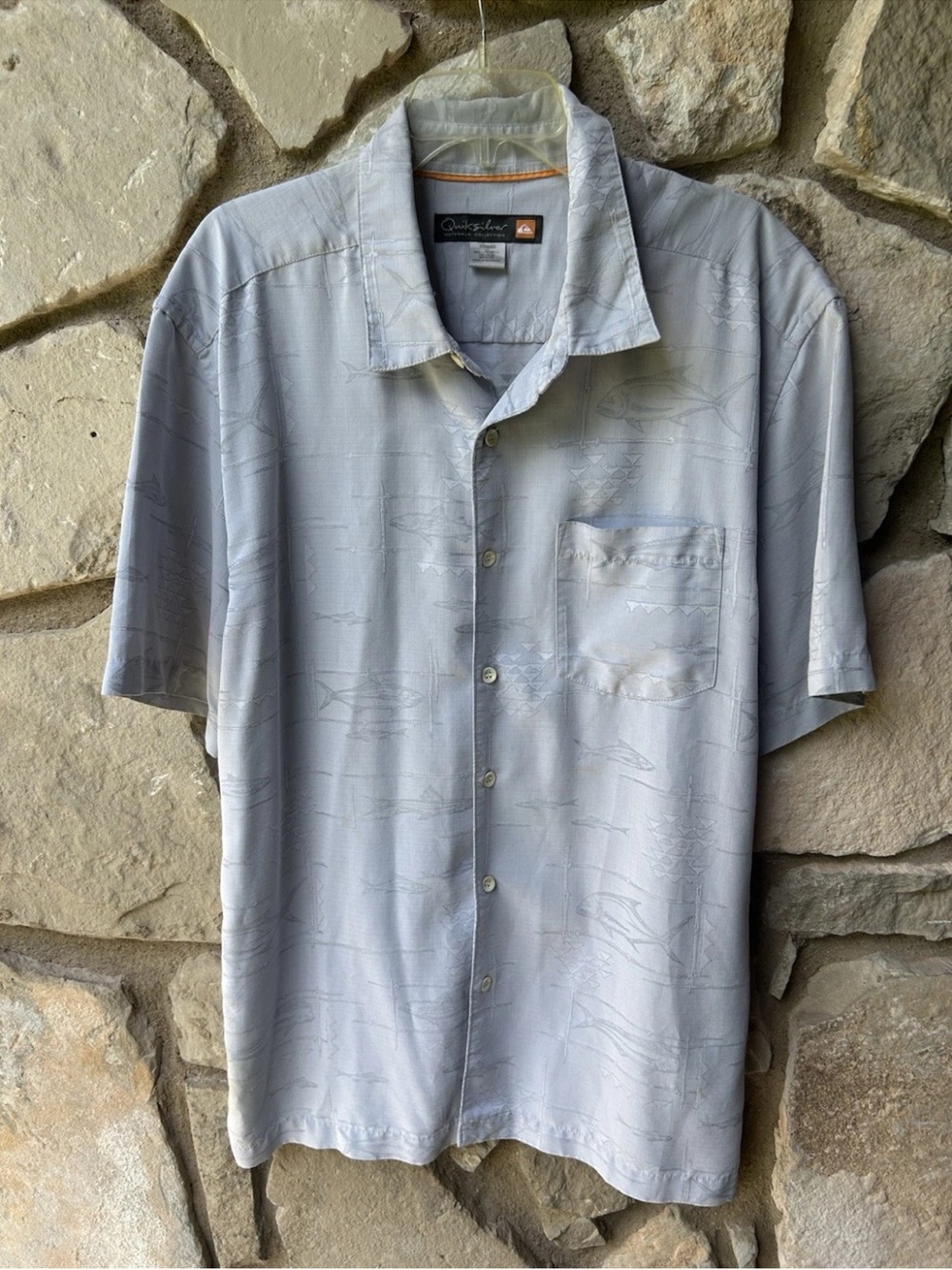 Quiksilver Light Gray Short-Sleeve Button-Down Shirt XL